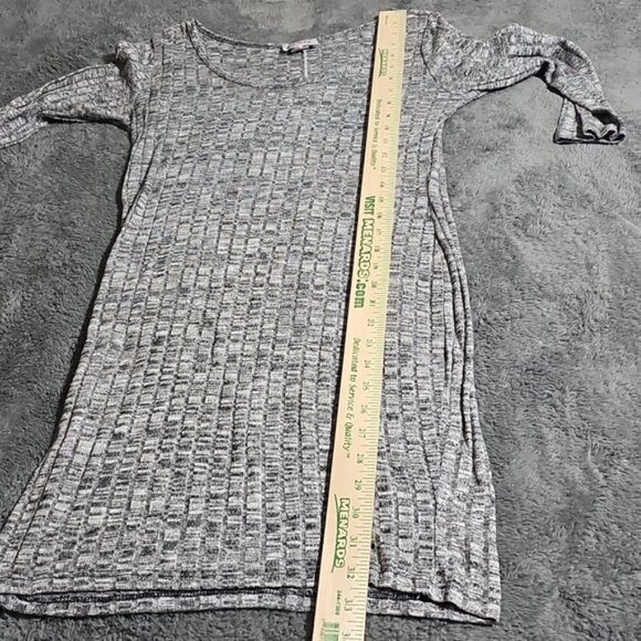 Urban Rose Black/Gray V-Neck Ribbed Knit Long Sleeve Midi Dress Size L - Picture 6 of 6